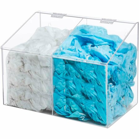 GLOBAL INDUSTRIAL Acrylic PPE Dispenser, 2 Compartments, Clear 695989
